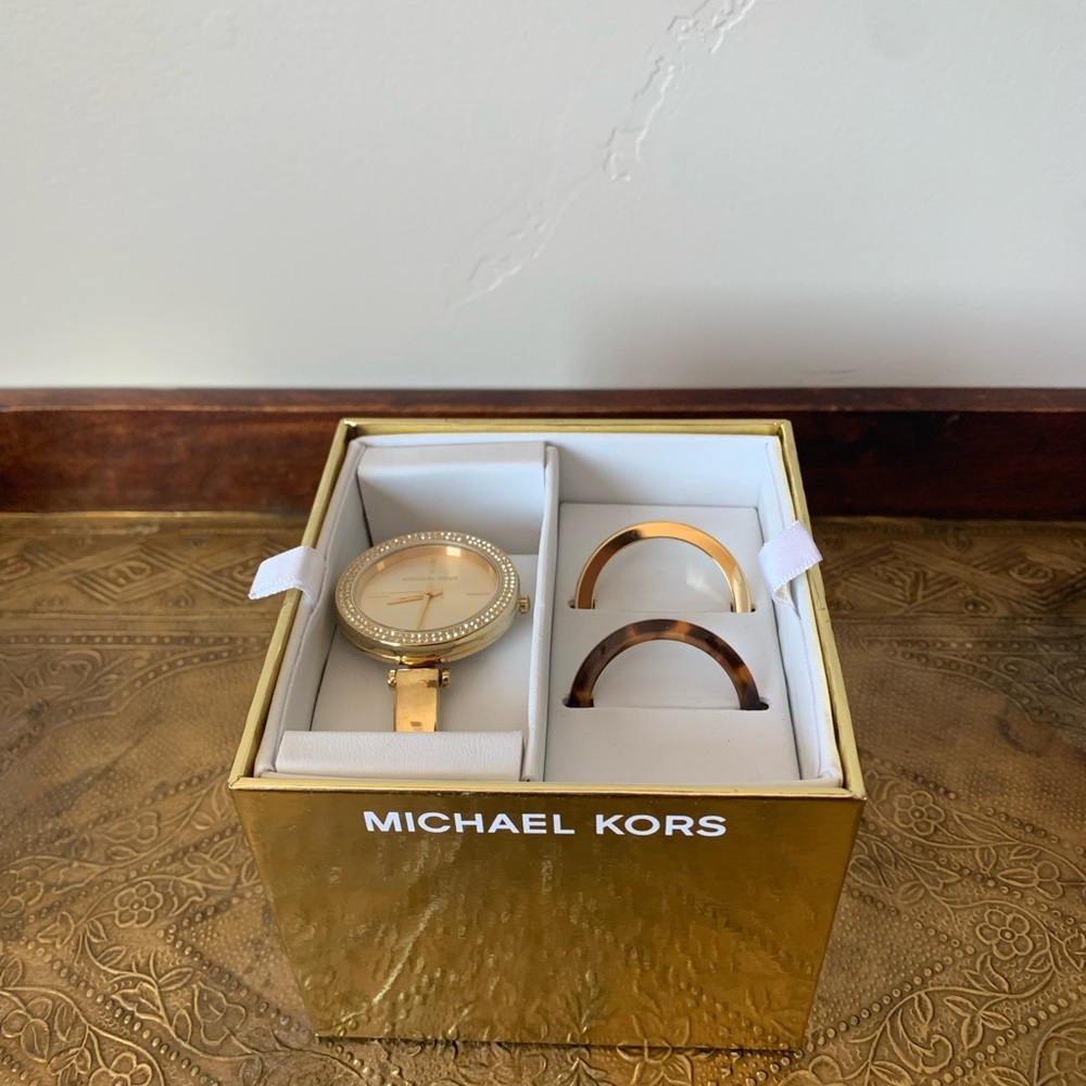 Michael Kors Gold Watch with Interchangeable Bezel